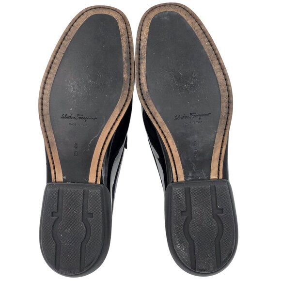 Salvatore Ferragamo Mens 8D Black Patent Leather Gancini Bit Loafers Dress Shoes main image 9